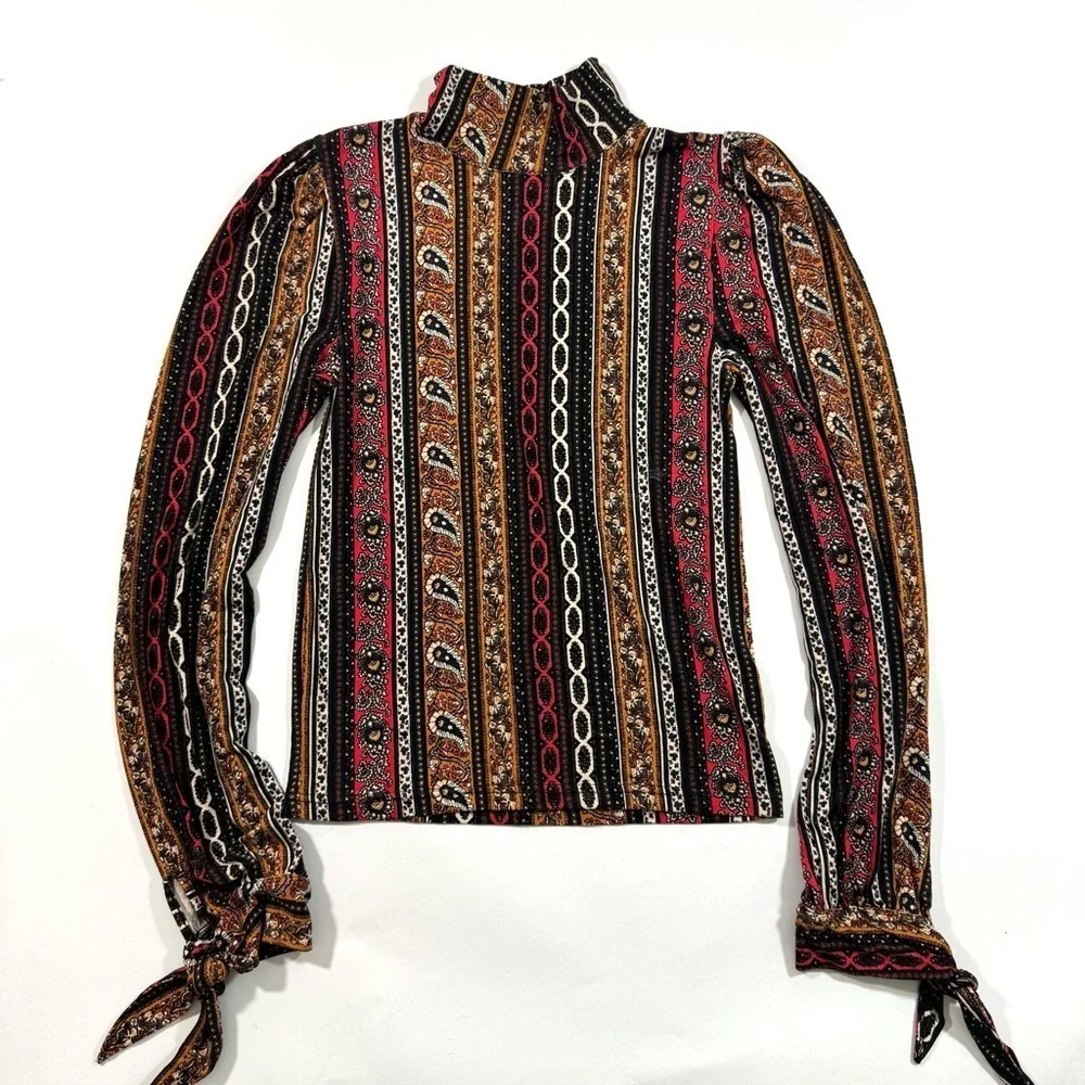 Free People Donatella Turtleneck Tie Sleeve Bohemian